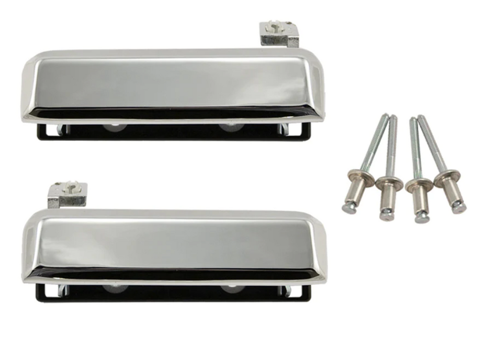 1979-1993 Ford Mustang GT LX Chrome Steel Outside Door Handles Pair w/ Rivets