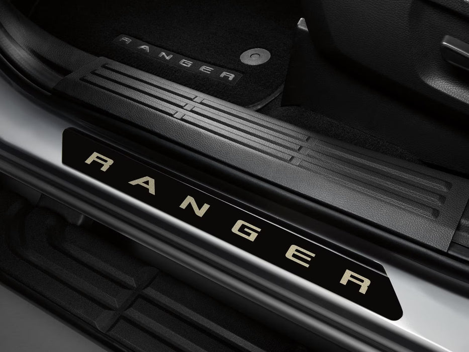 2019-2024 Ford Ranger Supercab OEM VKB3Z-99132A08-B Black Platinum Stainless Door Sill Plates 2pc