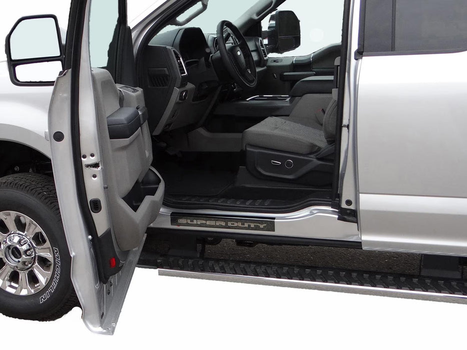 2017-2022 Ford Super Duty 2-Door OEM Black Platinum Stainless Bottom Door Step Sill Plates Pair