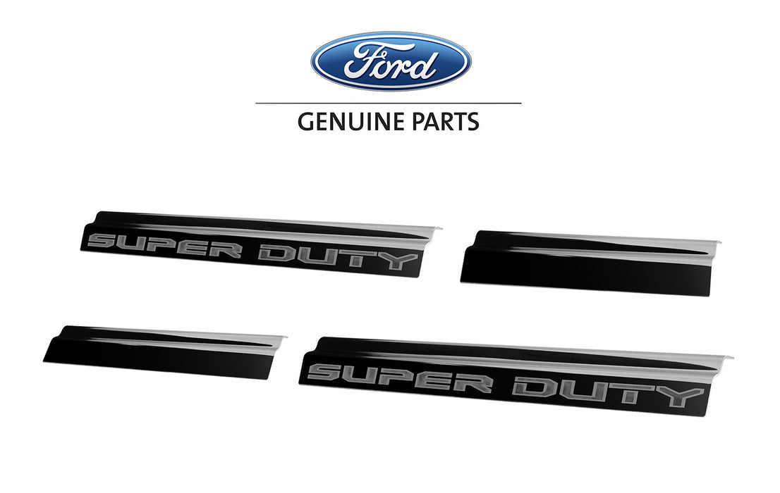 2023-2024 Ford Super Duty Crew Cab OEM Black Platinum Stainless 4pc Bottom Door Step Sill Plates