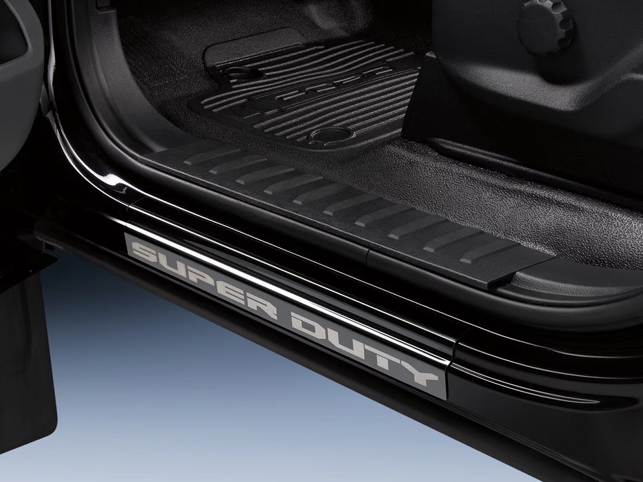 2023-2024 Ford Super Duty 2-Door OEM Black Platinum Stainless Bottom Door Step Sill Plates Pair