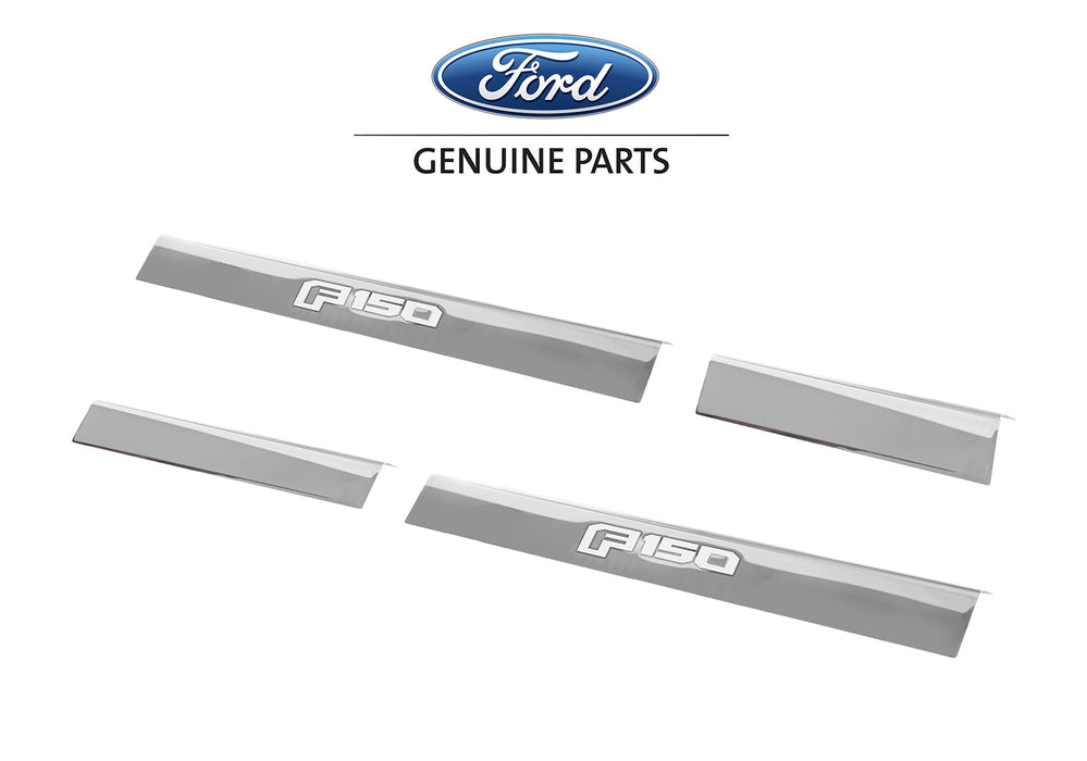 2015-2020 F150 Genuine Ford OEM Polished Stainless 4pc Bottom Door Step Sill Plates