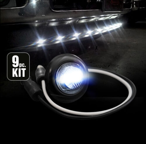 Ford Dodge GMC Universal Truck Front Air Dam 9pc Light Kit with White LED Bulbs