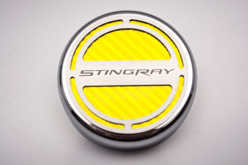 C7 Corvette Manual 6pc Engine Cap Cover Set - Yellow w/ Stingray Name Logo