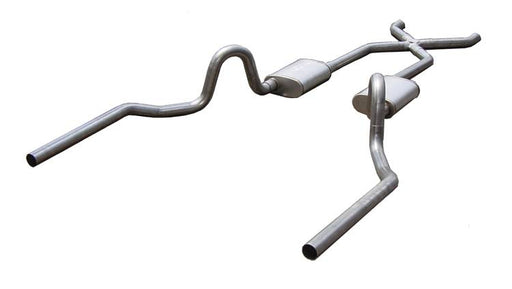 Crossmember Back w/X-Pipe Exhaust System 64-72 A-Body Split Rear Dual Exit 2.5 in Intermediate And Tail Pipe Street Pro Muffler/Hardware Incl Tip Not Incl Pypes Exhaust