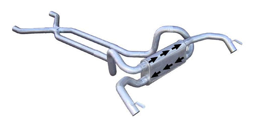 Crossflow System w/X-Pipe Exhaust System 67-74 Split Rear Dual Exit 2.5 in Intermediate And Tail Pipe Race Pro Mufflers/Hardware Incl Tip Not Incl Natural 409 Stainless Steel Pypes Exhaust