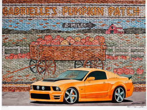 Grabber Orange Ford Mustang Pumpkin Patch 11" x 17" Art Print by Dana Forrester