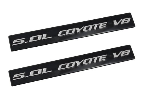 2011-2017 Ford Mustang GT Ford F150 5.0 Coyote V8 Emblems Black & Silver - Pair