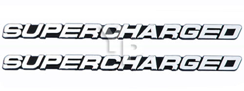 Ford Mustang Cobra Supercharged Chrome Emblems 7 3/8" x 1/2" - Pair LH & RH