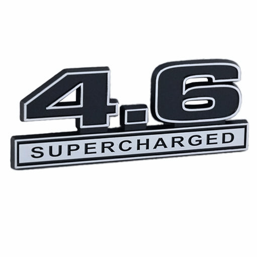 1996-2010 Ford Mustang Black & Chrome 4.6 Liter 5" Supercharged Fender Emblem