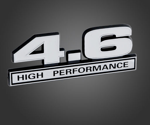 1996-2010 Mustang GT White & Chrome 4.6 Liter High Performance Emblem 5" x 1.75"