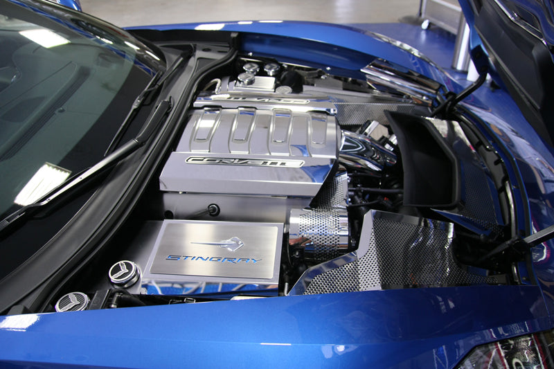 2014 + C7 Corvette Manual 6 pc Engine Cap Covers Set Carbon Fiber Crossed Flags