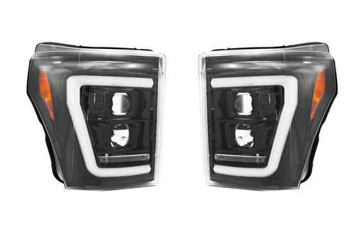 2011-2016 Ford F250 F350 Super Duty RECON Smoked OLED Halo Projector Headlights