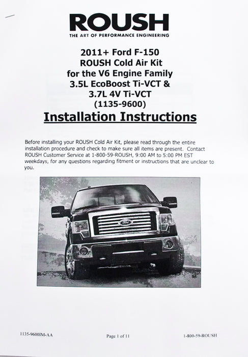 2011-2014 Ford F-150 F-250 3.7 6.2 V6 V8 Roush Cold Air Intake Kit System 421237