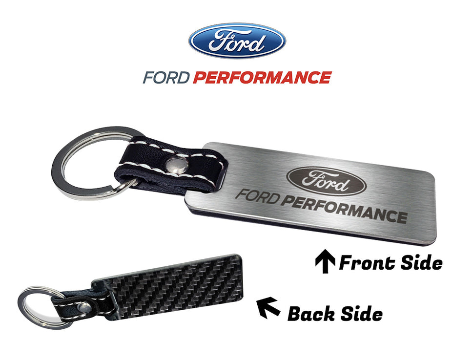 Ford Performance Keychain M-1800-FP Laser Etched Stainless Steel w/ Real Carbon Fiber Back