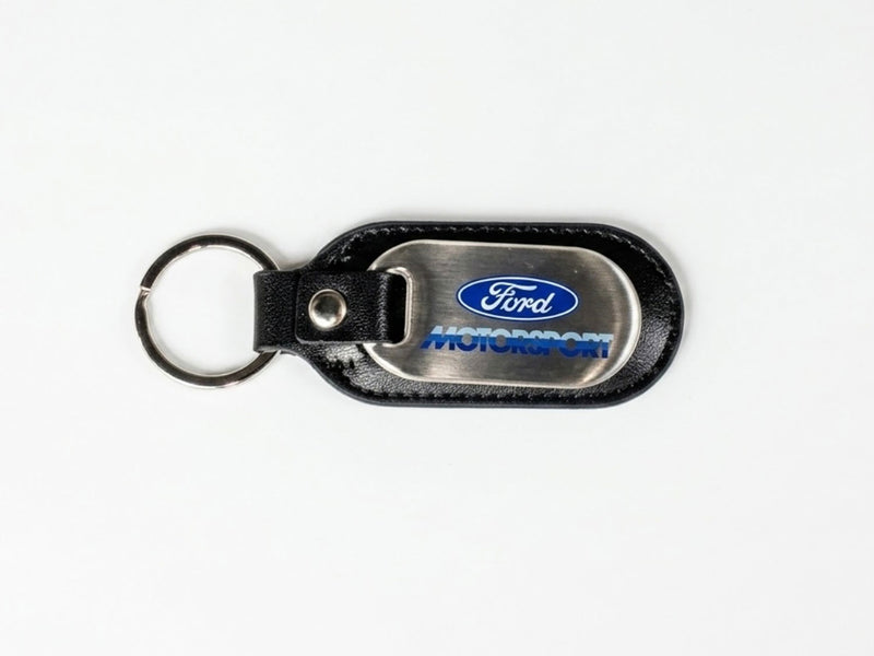 Ford Motorsport 80s Logo Keychain M-1800-FM Stainless Steel & Black Leather