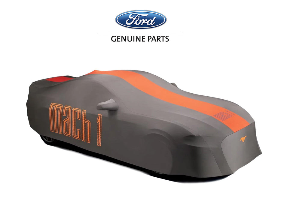 2021-2023 Mustang Mach 1 High Wing OEM Genuine Ford Indoor Car Cover Grey & Orange
