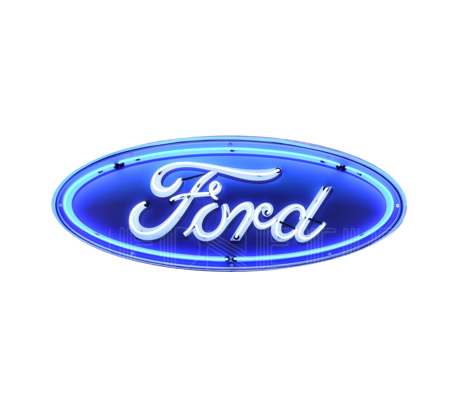 Ford Oval Light Up Neon Garage Wall Sign in Steel Can Housing 60
