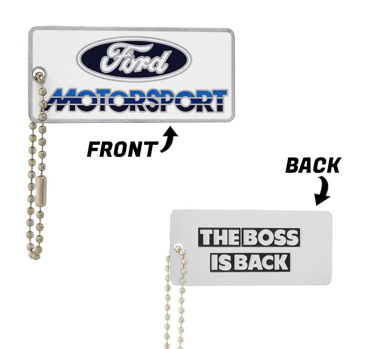 Ford Motorsport Early 1980s Style Logo Blue 3 Color Metal Keychain