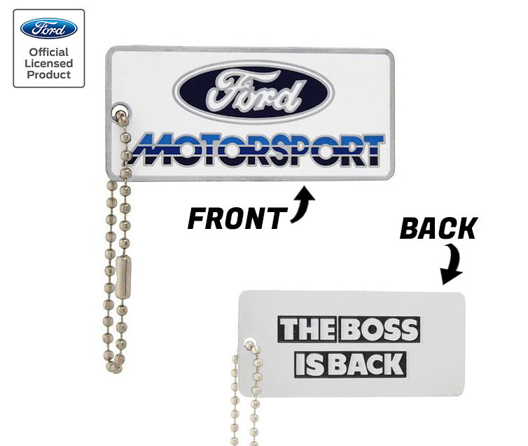 Ford Motorsport Early 1980s Style Logo Blue 3 Color Metal Keychain