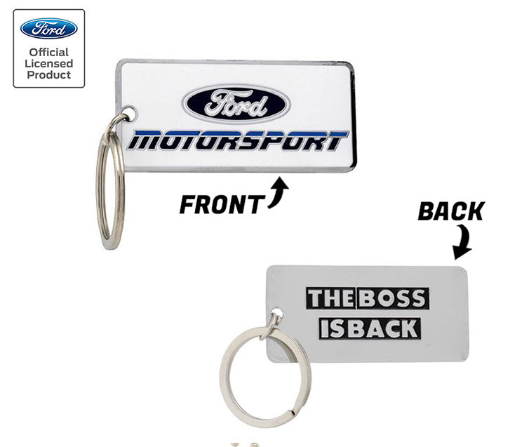 Ford Motorsport Late 1980s Style Logo Blue 2 Color Metal Keychain