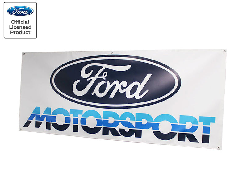 Ford Motorsport Early 1980s Style 3-Color Blue Logo Garage Wall Banner Sign 68" x 36"