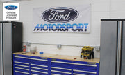 Ford Motorsport Early 1980s Style 3-Color Blue Logo Garage Wall Banner Sign 68" x 36"