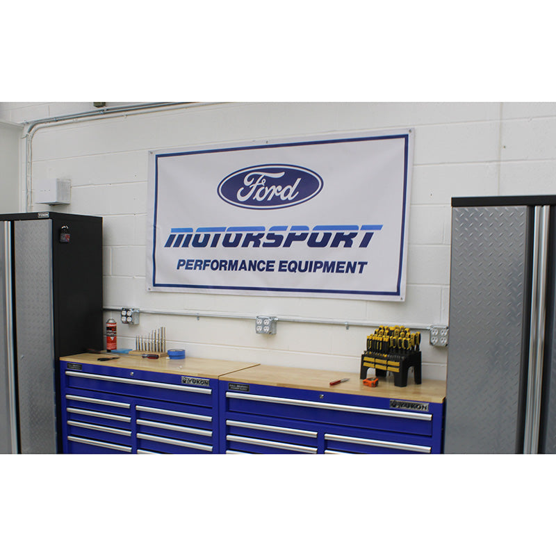 Ford Motorsport Late 1980s Style 2-Color Blue Logo Garage Wall Banner Sign 60" x 28"