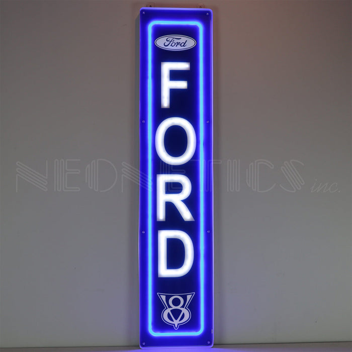 Ford Vertical Garage Wall Blue Light Up LED Flex Neon Sign 47" x 10"