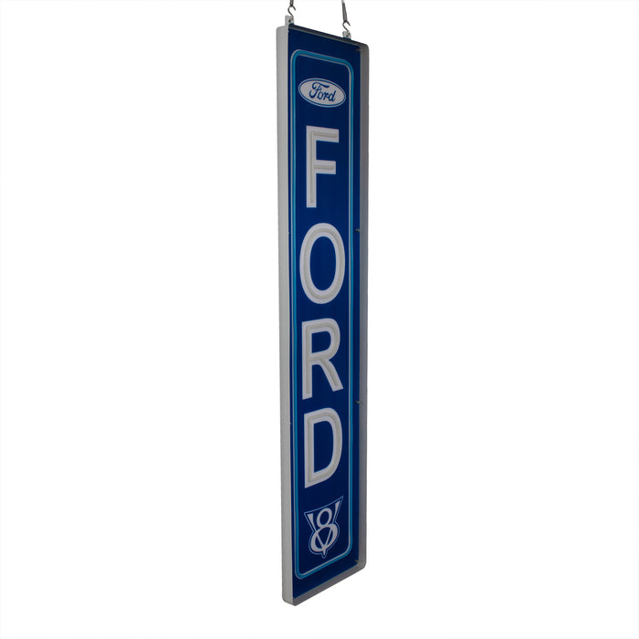 Ford Vertical Garage Wall Blue Light Up LED Flex Neon Sign 47" x 10"