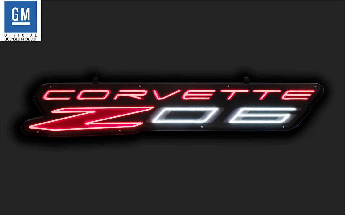 Chevrolet Corvette Z06 Light Up LED Flex Neon Garage Wall Sign in Steel Housing 60" x 11" x 1"
