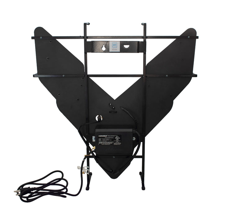 Corvette C8 Stingray Crossed Flags Neon Red White & Yellow Light Up Garage Wall Sign 24" x 24"