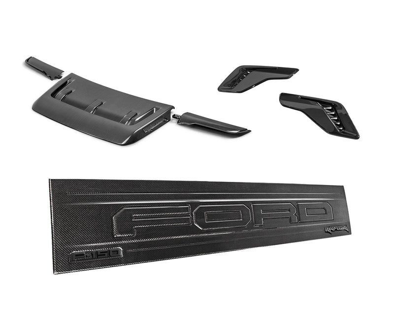 2021-2026 F-150 Raptor OEM Real Gloss Carbon Fiber Tailgate, Hood & Fender Vents