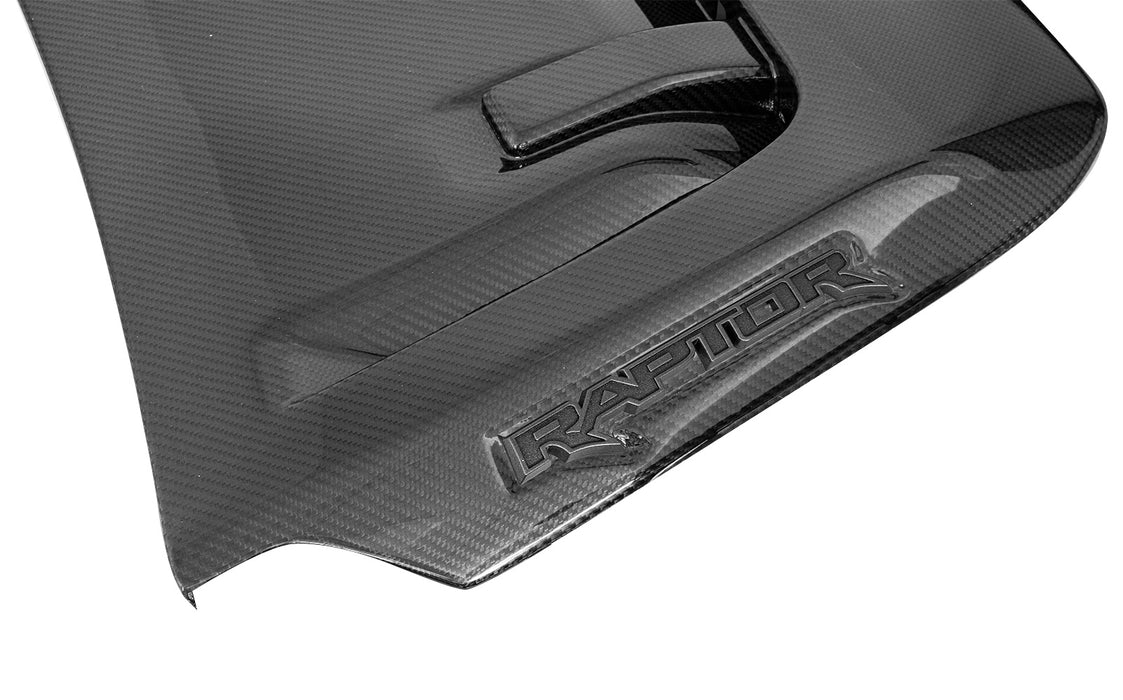 2021-2024 Ford F-150 Raptor OEM Real Carbon Fiber Hood Vent w/ Trim - Gloss Finish