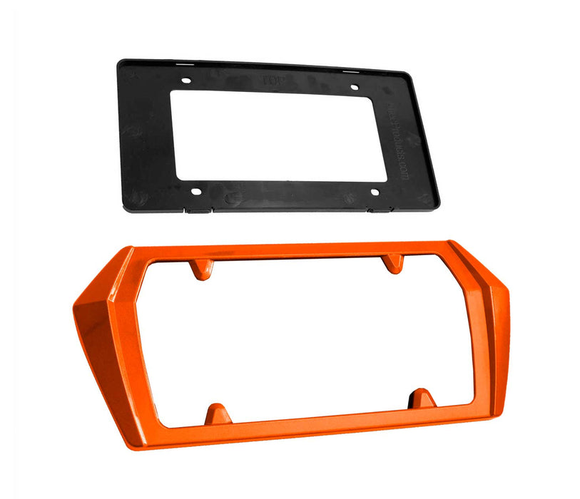 2020-2023 Corvette C8 Painted Rear License Plate Frame Bezel G26 Sebring Orange