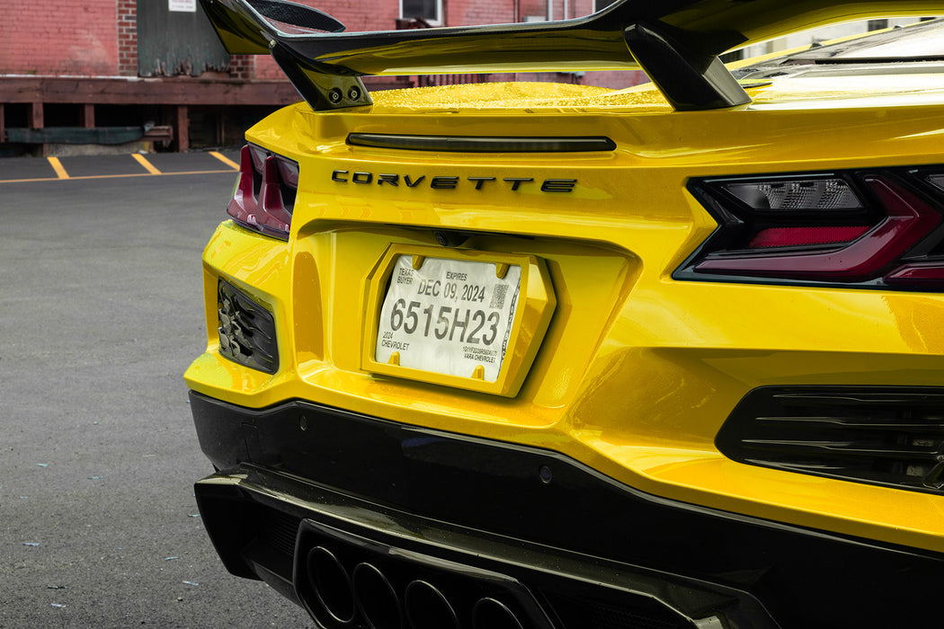 2025 Corvette C8 Painted Rear License Plate Frame GBK Competition Yellow