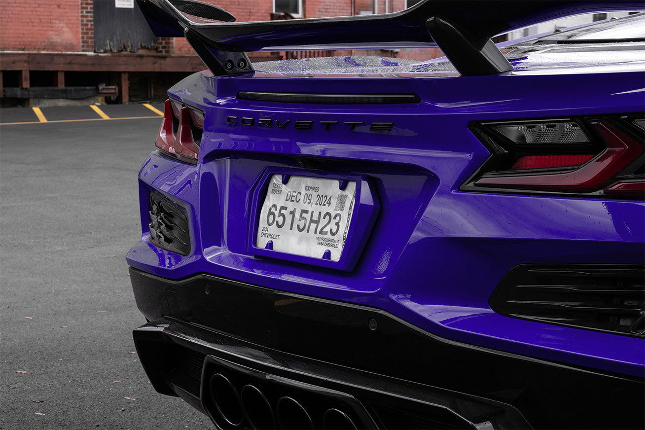 2025 Corvette C8 Painted Rear License Plate Frame GXL Hysteria