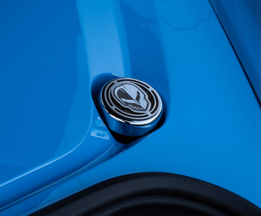 2020-2026 Corvette C8 4pc Stainless Engine Cap Cover Set w/ Black Carbon Fiber Style Inserts