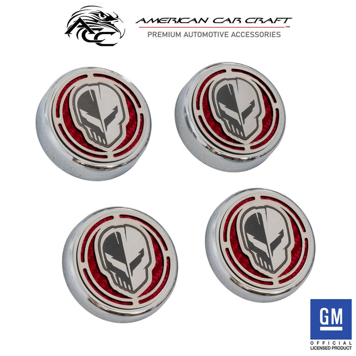 2020-2026 Corvette C8 4pc Stainless Engine Cap Cover Set w/ Red Carbon Fiber Style Inserts