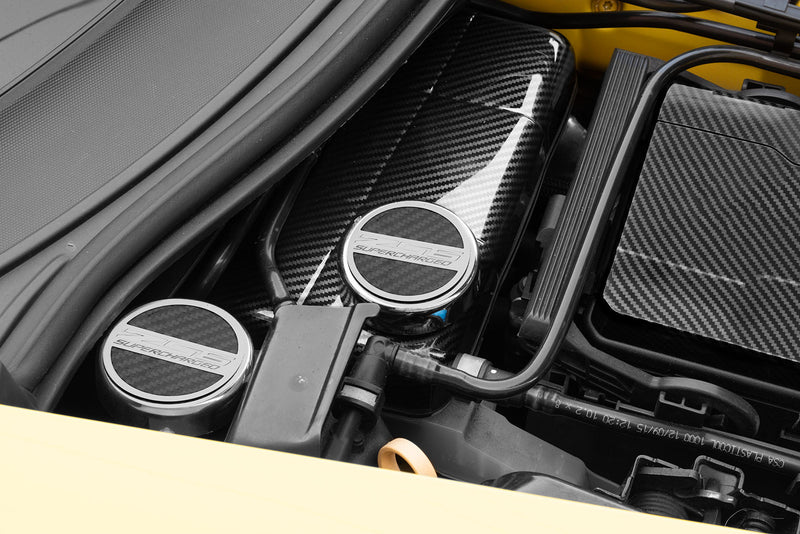 2014-2019 Corvette C7 Black Carbon Fiber Style Engine Coolant Tank Cover