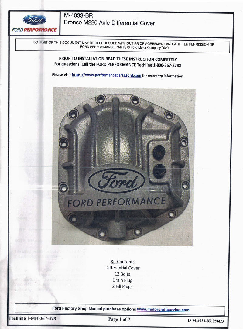 2021-2026 Ford Bronco OEM M-4033-BR M220 HD Rear Axle Differential Girdle Cover