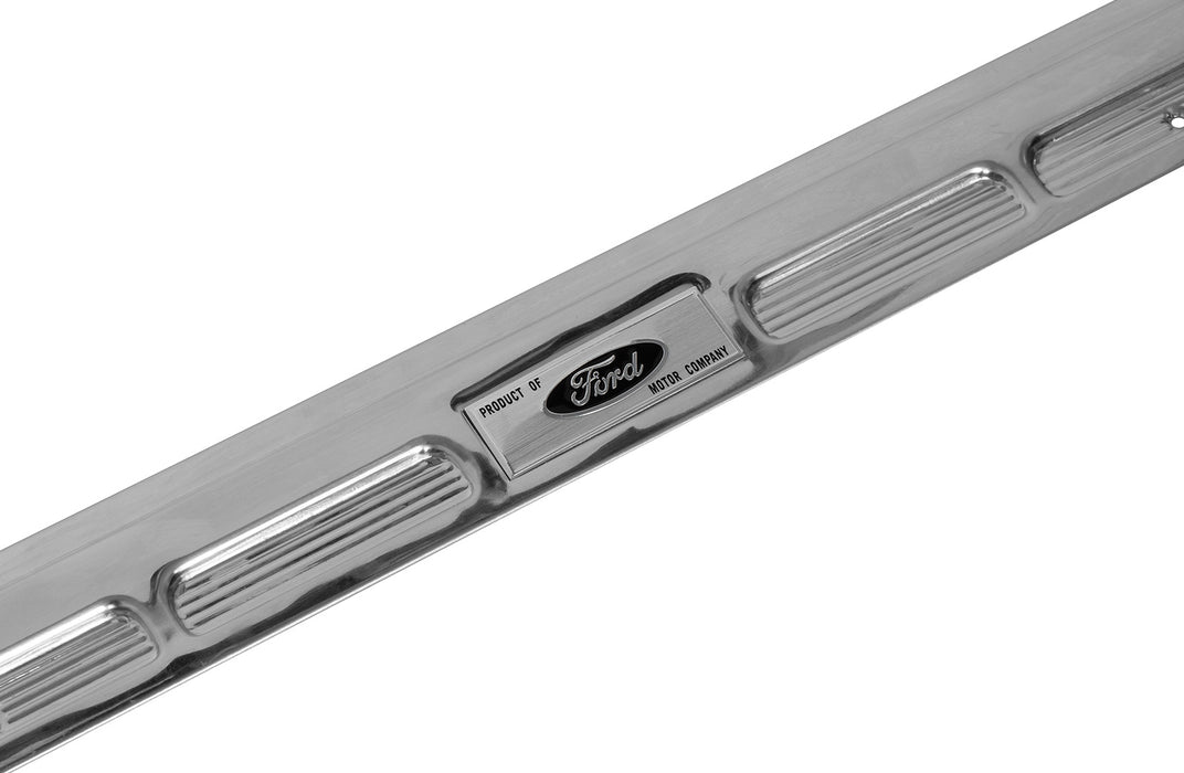 1965-1966 Ford Mustang Coupe Bottom Door Sill Step Plates w/ Emblems & Screws Pair LH RH