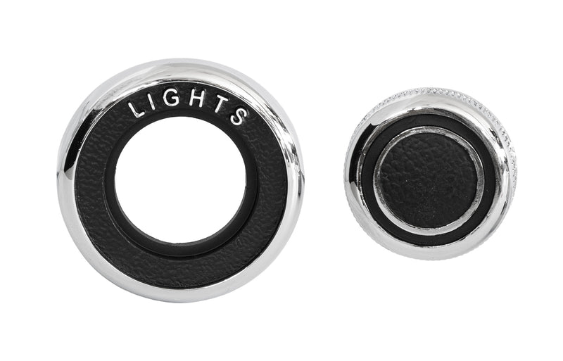 1969-1970 Ford Mustang Chrome & Black Headlight Switch Knob w/ Bezel