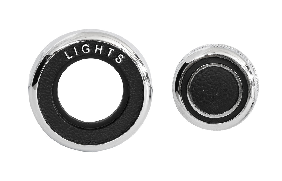 1969-1970 Ford Mustang Chrome & Black Headlight Switch Knob w/ Bezel