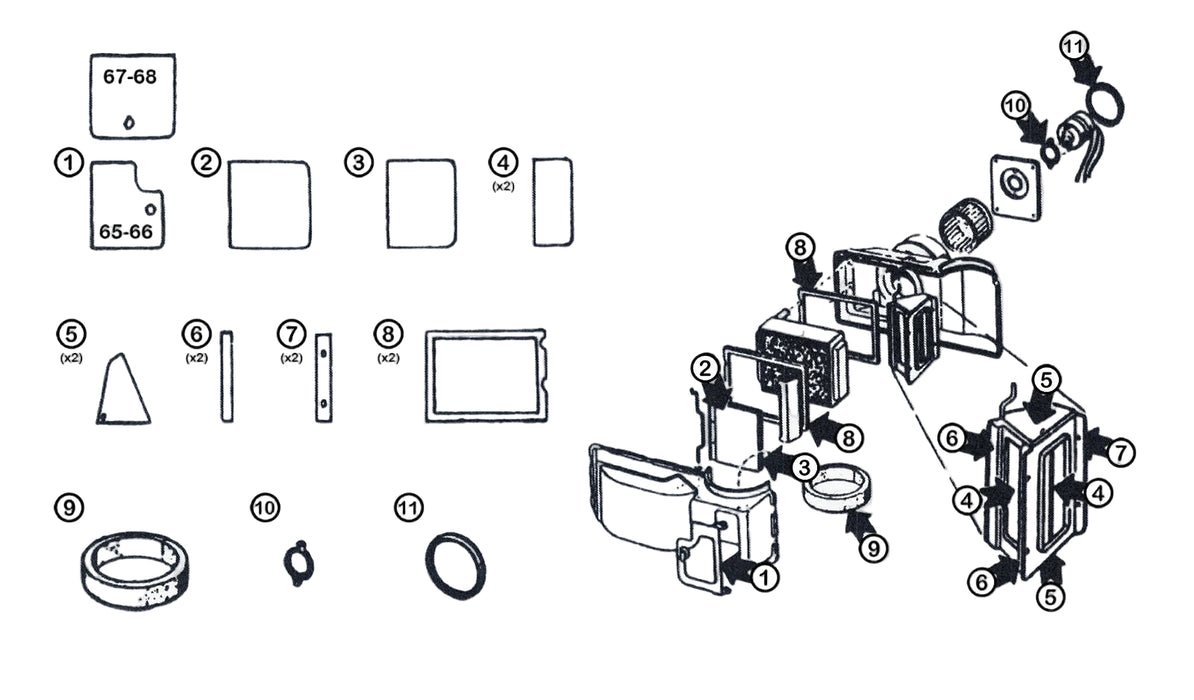 1964.5-1968 Ford Mustang Engine Heater Box Foam Gasket Seals 15pc Kit