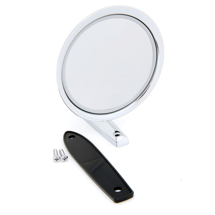 1965-1966 Ford Mustang Complete Chrome Round Outside Mirror for Driver or Passenger Side