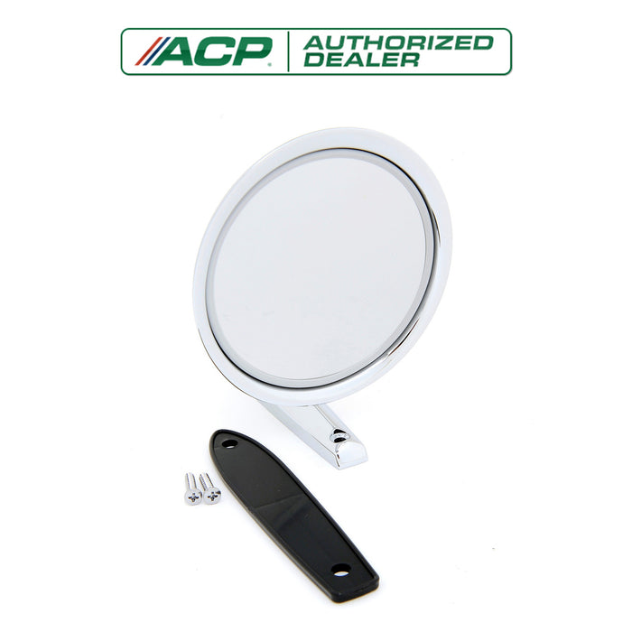 1965-1966 Ford Mustang Complete Chrome Round Outside Mirror for Driver or Passenger Side