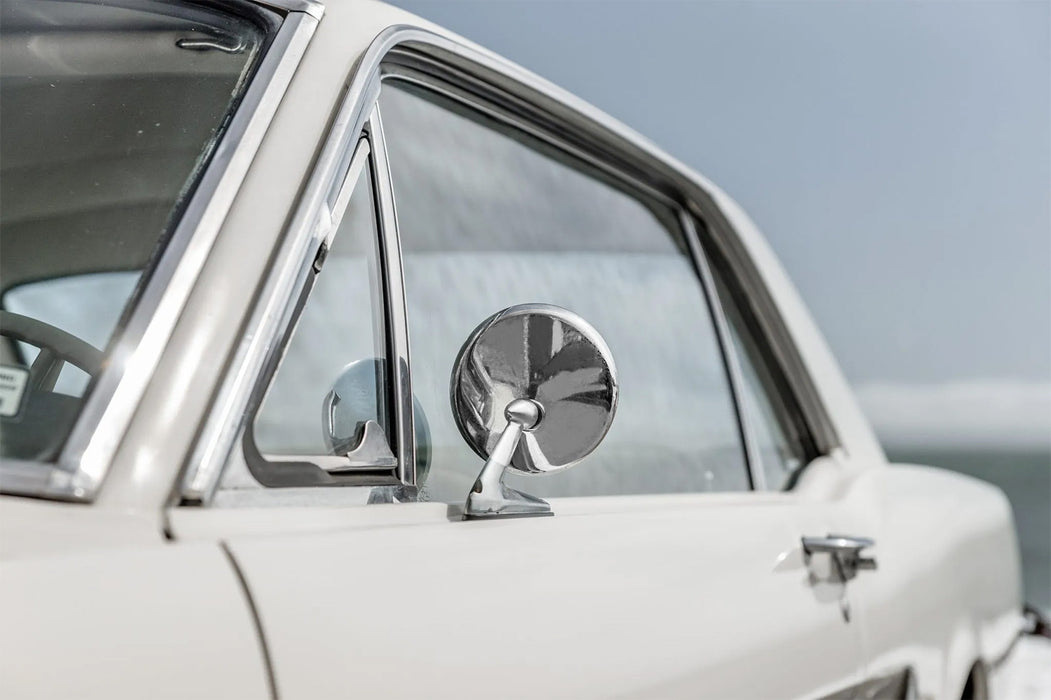 1965-1966 Ford Mustang Complete Chrome Round Outside Mirror for Driver or Passenger Side
