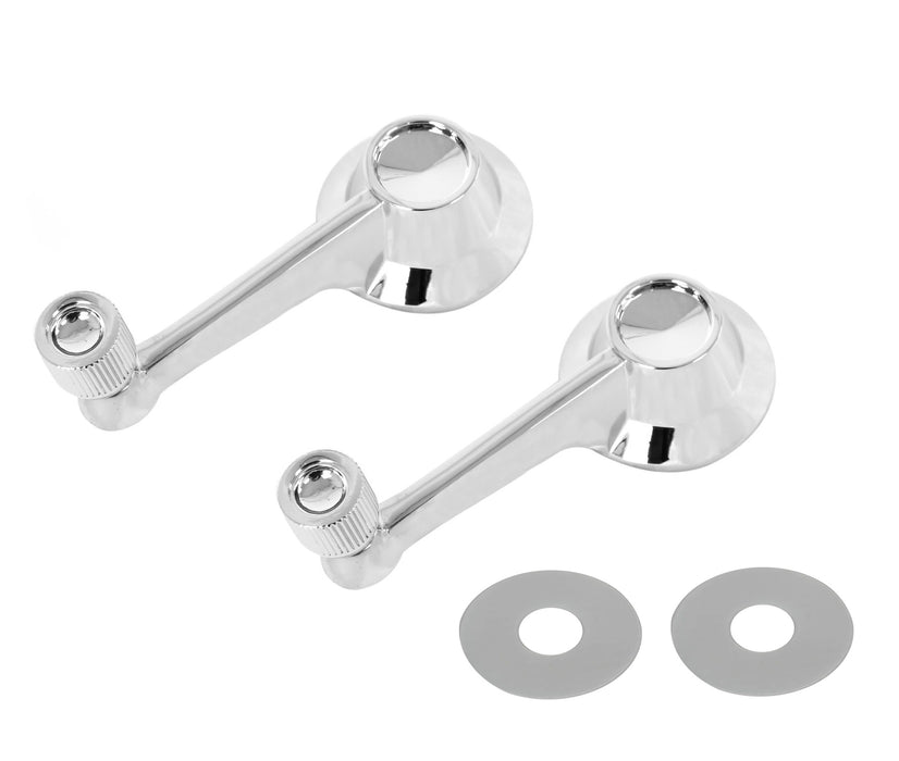 1964-1964 1/2 Ford Mustang Chrome Inside Door Window Manual Crank Handles & Backing Plates Pair