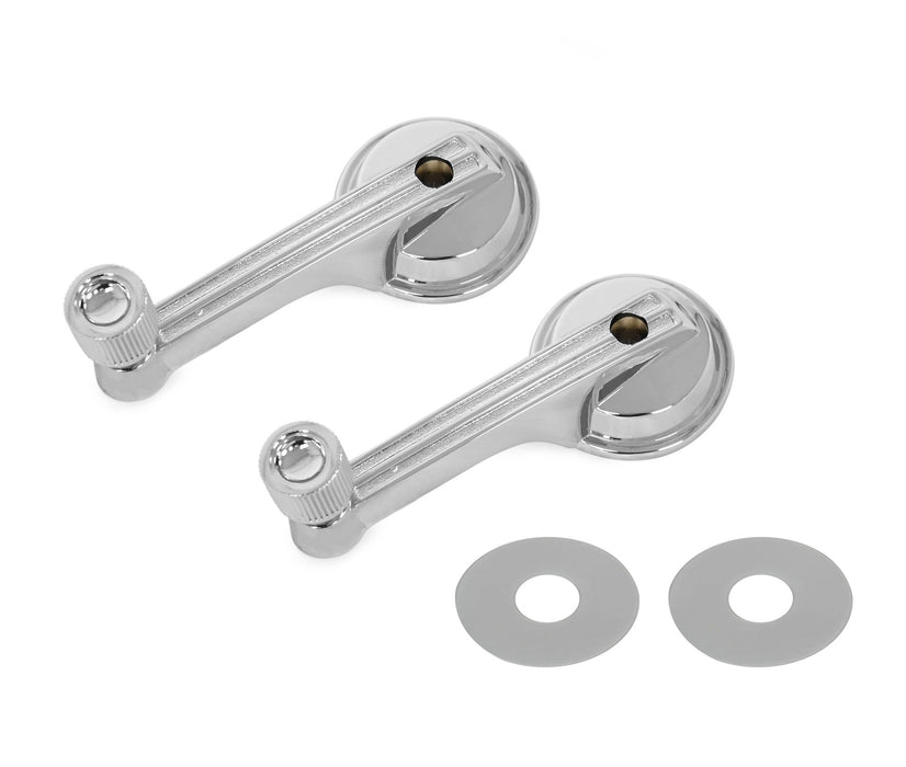 1965-1967 Ford Mustang Chrome Inside Door Window Manual Crank Handles & Backing Plates Pair